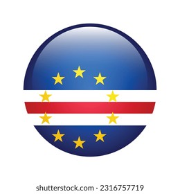 The flag of Cape Verde. Flag icon. Standard color. The round flag. 3d illustration. Computer illustration. Digital illustration. Vector illustration.