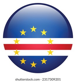 The flag of Cape Verde. Flag icon. Standard color. The round flag. 3d illustration. Computer illustration. Digital illustration. Vector illustration.