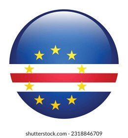 The flag of Cape Verde. Flag icon. Standard color. The round flag. 3d illustration. Computer illustration. Digital illustration. Vector illustration.