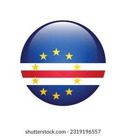 The flag of Cape Verde. Flag icon. Standard color. The round flag. 3d illustration. Computer illustration. Digital illustration. Vector illustration.