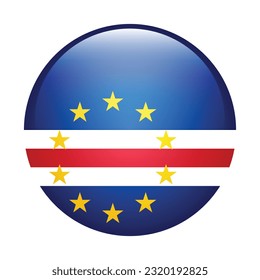 The flag of Cape Verde. Flag icon. Standard color. The round flag. 3d illustration. Computer illustration. Digital illustration. Vector illustration.