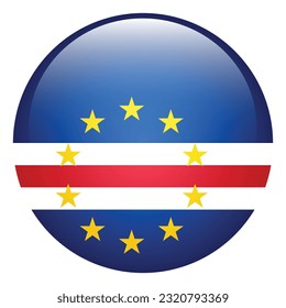 The flag of Cape Verde. Flag icon. Standard color. The round flag. 3d illustration. Computer illustration. Digital illustration. Vector illustration.