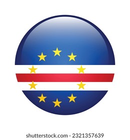 The flag of Cape Verde. Flag icon. Standard color. The round flag. 3d illustration. Computer illustration. Digital illustration. Vector illustration.