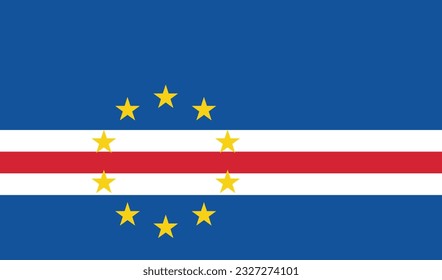 The flag of Cape Verde. Flag icon. Standard color. Standard size. A rectangular flag. Computer illustration. Digital illustration. Vector illustration.