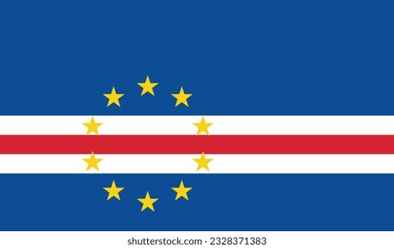 The flag of Cape Verde. Flag icon. Standard color. Standard size. A rectangular flag. Computer illustration. Digital illustration. Vector illustration.