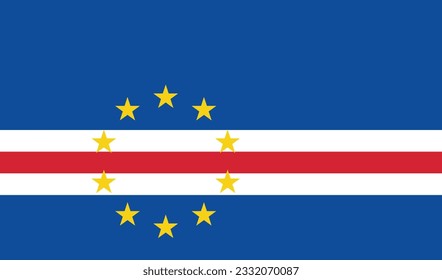 The flag of Cape Verde. Flag icon. Standard color. Standard size. A rectangular flag. Computer illustration. Digital illustration. Vector illustration.