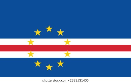 The flag of Cape Verde. Flag icon. Standard color. Standard size. A rectangular flag. Computer illustration. Digital illustration. Vector illustration.