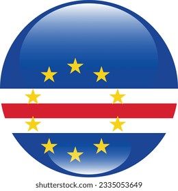 The flag of Cape Verde. Flag icon. Standard color. Circle icon flag. 3d illustration. Computer illustration. Digital illustration. Vector illustration.