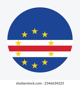 The flag of Cape Verde. Flag icon. Standard color. Circle icon flag. Computer illustration. Digital illustration. Vector illustration.