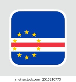 The flag of cape verde. Flag icon. Standard color. flat vector square with rounded corners Computer illustration. Digital illustration. Vector illustration.	