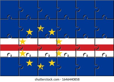 Flag of cape verde made with jigsaw puzzle pieces