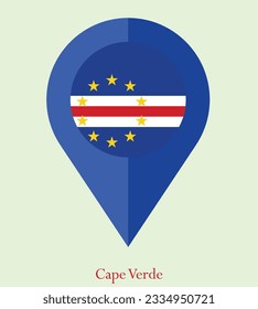 Flag of Cape Verde, Flag of Cape Verde Map pointer icon. Vector illustration flag pointer.