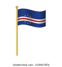 Flag of Cape Verde ,Cape Verde flag official colors and proportion correctly,Cape Verde  flag waving isolated Vector illustration eps10.