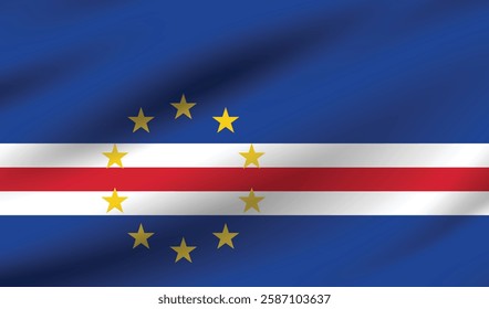 Flag of Cape Verde. Cape Verde flag official colors and proportion digital vector illustration. Waving flag.