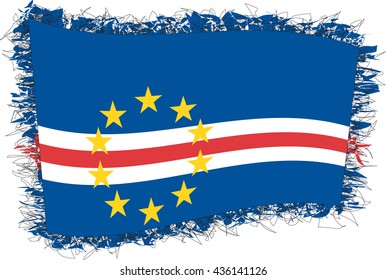 Flag of Cape Verde (officially the Republic of Cabo Verde). Vector illustration of a stylized flag. Shaggy edge.
