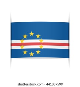 Flag of Cape Verde, officially the Republic of Cabo Verde. Vector illustration of a stylized flag. The slit in the paper with shadows. Element for infographics.