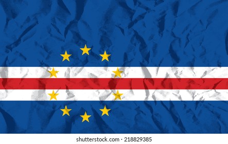 Flag of Cape Verde on wrinkled paper vector illustration.
