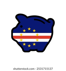 Flag of Cape Verde, piggy bank icon, vector symbol.