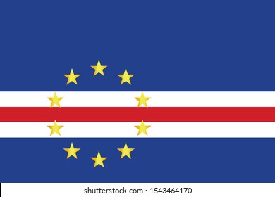 The flag of Cape Verde in red white and blue with gold stars