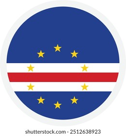 Flag of Cape Verde. Round badge on transparent background. Vector icon for UI, apps and web design