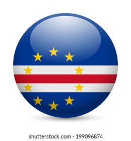 Flag of Cape Verde as round glossy icon. Button with flag design