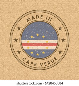 Flag of Cape Verde. Round Label with Country Name for Unique National Goods. Vector