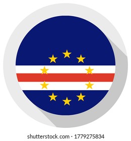 Flag of Cape Verde, round shape icon on white background, vector illustration