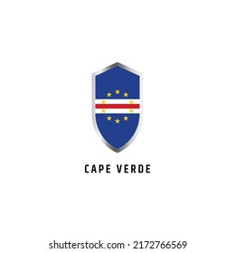 Flag of Cape Verde with shield shape icon flat vector illustration