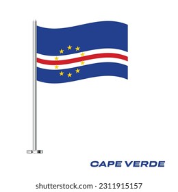 Flag of Cape Verde, Table Flag of Cape Verde, Vector Illustration, Wavy Table Flag of Cape Verde.