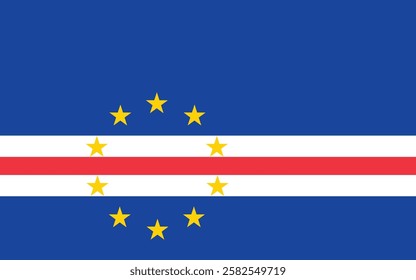 The flag of Cape Verde. Vector Cabo flag banner Cabo flag with white background. Cabo independence day banner design on white background.