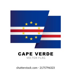 Flag of Cape Verde. Vector illustration isolated on white background. Colorful Cape Verdean flag logo.