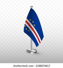 Flag of Cape Verde. Vector illustration of a flag with flagpole on a transparent background (PNG).