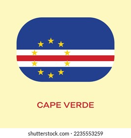 Flag of Cape Verde, Cape Verde flag vector illustration, Cape Verde flag in rounded corner, Button style Cape Verde flag.