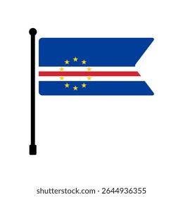 Flag of Cape Verde. Cape Verde flag vector illustration icon design. Flagpole flag icon.
