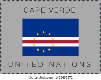 Flag of Cape Verde. Vector Sign and Icon. Postage Stamp. Isolated