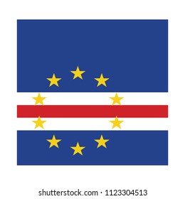 Flag of Cape Verde, Cape Verde Flag Vector Square Icon - Illustration, Flag of Cape Verde. Abstract concept, icon, square, button. Raster illustration on white background.
