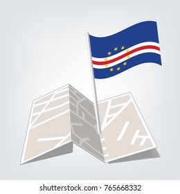 
Flag of Cape Verde , Cape Verde flag waving isolated vector illustration,map and check in
