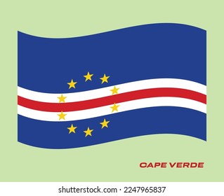 Flag of Cape Verde, Waving National flag of Cape Verde, National flag of Cape Verde vector illustration.