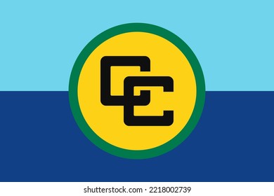 Flag of Caribbean Community (CARICOM or CC), blue, yellow, black, green
