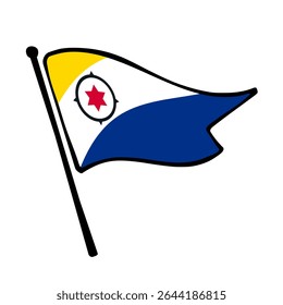 Drapeau de Caribisch Pays-Bas. Caribisch Nederland drapeau illustration vectorielle icône design dans le style dessiné à la main. Drapeau de mât flottant.