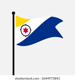 Flag of Caribisch Nederland. Caribisch Nederland flag vector illustration icon design. Fluttering flagpole flag.