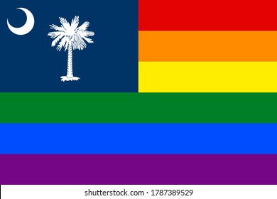 flag of carolina with rainbow flag. proportion 2:3
