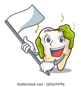 With flag cartoon decayed tooth with dental caries