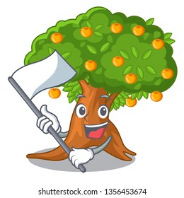 With flag cartoon orange tree in the yard