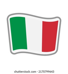 Flag cartoon style . Icon sticker isolated on a white background. Flag of Italy vector illustraion. Cartoon sticker with contour.  