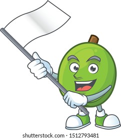 With flag casimiroa fruit with cartoon mascot style.