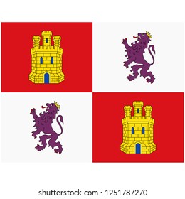 Flag of Castile and Leon or Castilla y Leon autonomous communities of Spain. Vector illustration.