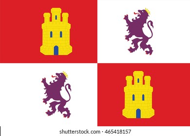 Flag of Castile and Leon or Castilla y Leon autonomous communities of Spain. Vector illustration.