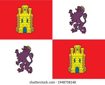 Flag of the Castile and León, Spain vector illustration