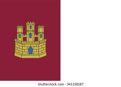 Flag of Castile-La Mancha or Castilla-La Mancha autonomous communities of the Spain. Vector illustration.